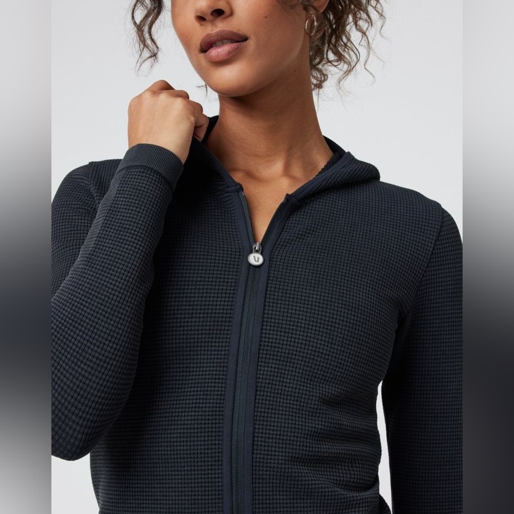 VUORI Black waffle Zip-Up Hoodie